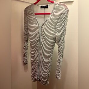 Princess Polly  light blue rushed long sleeve dress